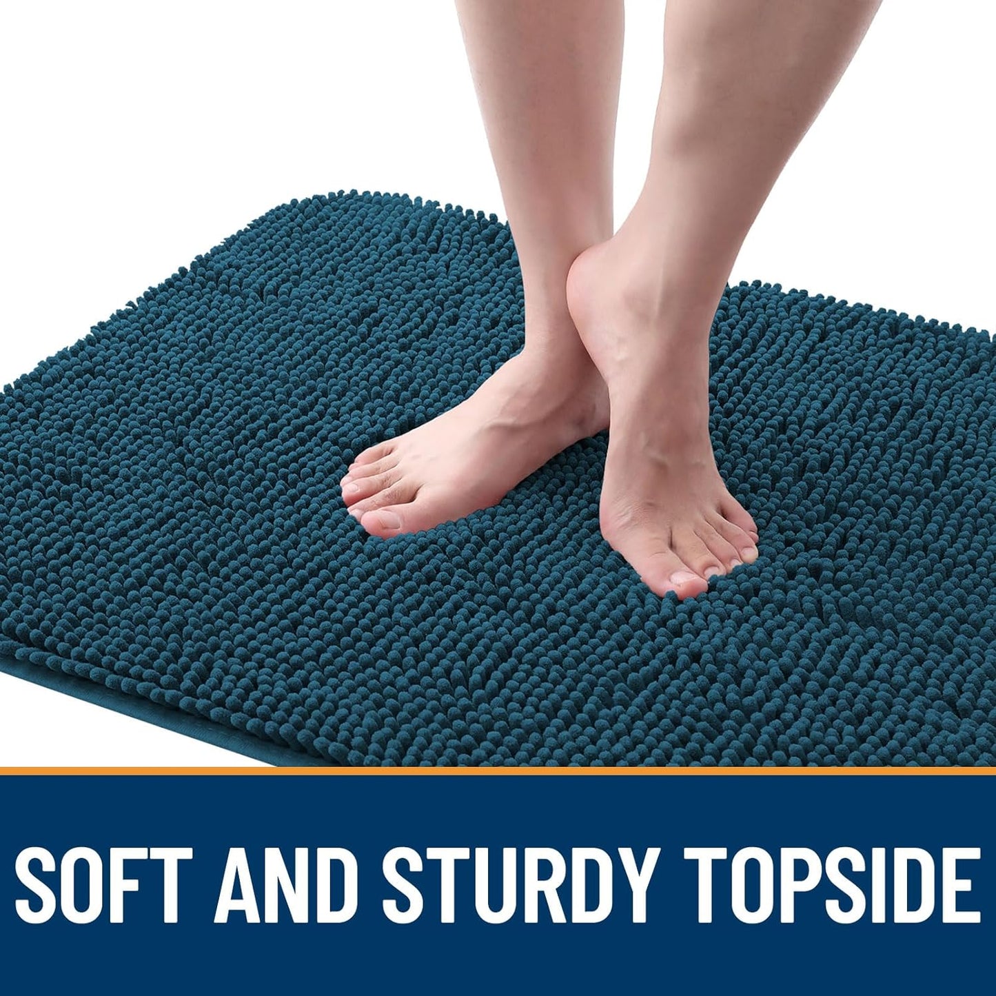 OLANLY Dog Door Mat for Muddy Paws 30x20, Absorbs Moisture and Dirt, Absorbent Non-Slip Washable Doormat, Quick Dry Chenille Mud Mat, Entry Indoor Entryway Carpet for Inside Floor, Atlantic Blue