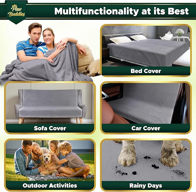 Paw Buddies Premium Waterproof Blanket 80"x90" Velvet-Feel Reversible Throw – - Image 4