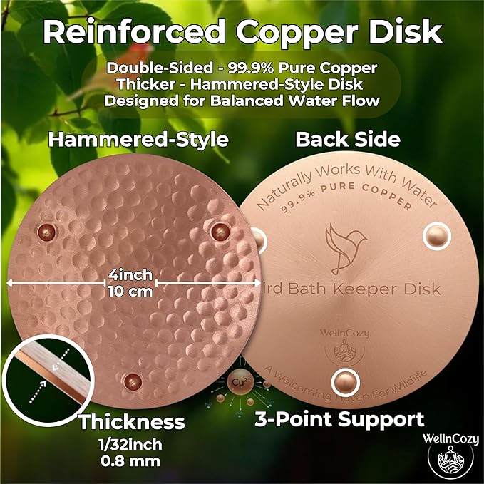 Copper Disc for Bird Bath & Maintenance Set, 99.9% Pure Copper Plate 0.8mm - Image 3