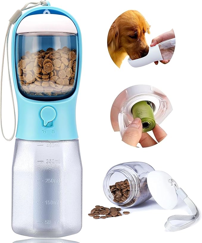 Dog Water Bottle with Food Container, Portable Pet Dog Water Dispenser by AVELORA