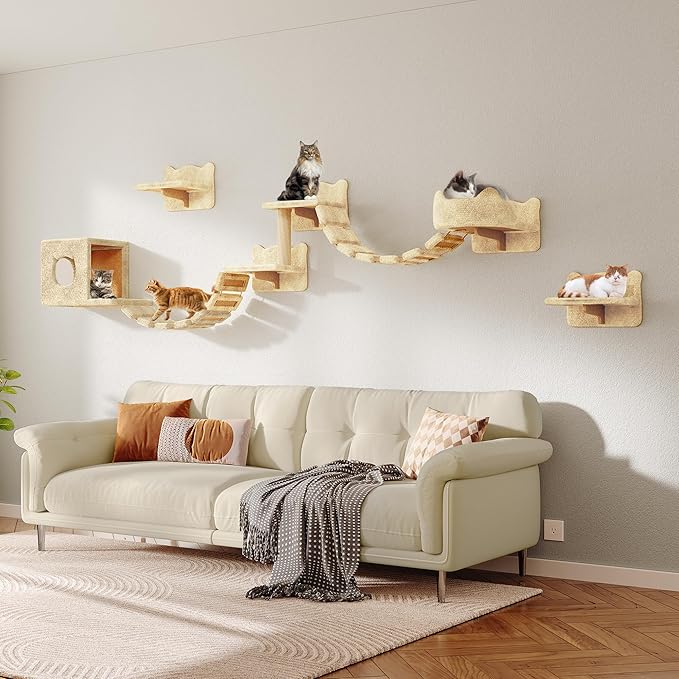 9-in-1 Cat Wall Shelves, Stable & Safe Wall Mounted Cats Shelf Furniture Set - Image 7