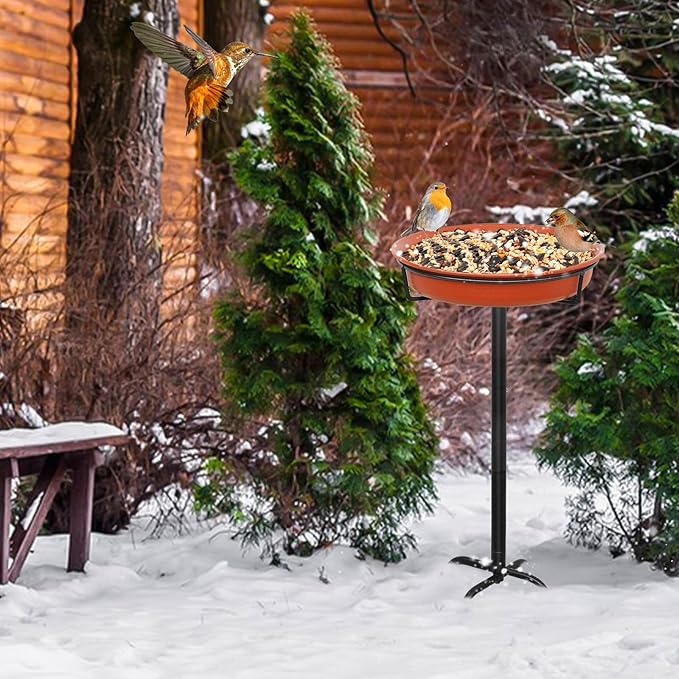 35.5In Freestanding Birdbaths Bowl Outdoor, Standing Garden Bird Bath Bird - Image 7
