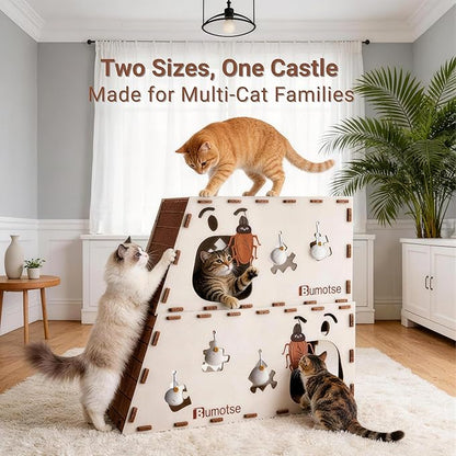 Felt Cat Bed Cave for Indoor Cats, Modular Tunnel Hideaway House for Large Cats - Image 3