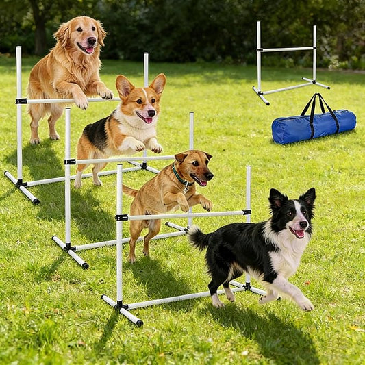 4 PCS Dog Agility Course Equipment, Adjustable Jump Bars Obstacle Training by TinyPoint