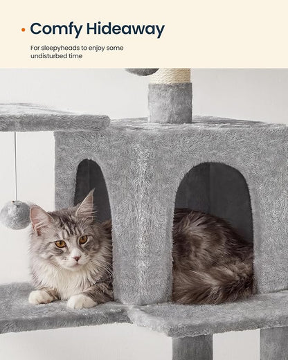 SONGMICS HOME Cat Tree for Indoor Cats, Hammock and Condo, Light Gray - Image 5