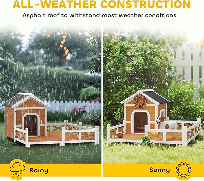 PawHut Outdoor Dog House, Weatherproof & Openable Roof, Elevated Base, - Image 4