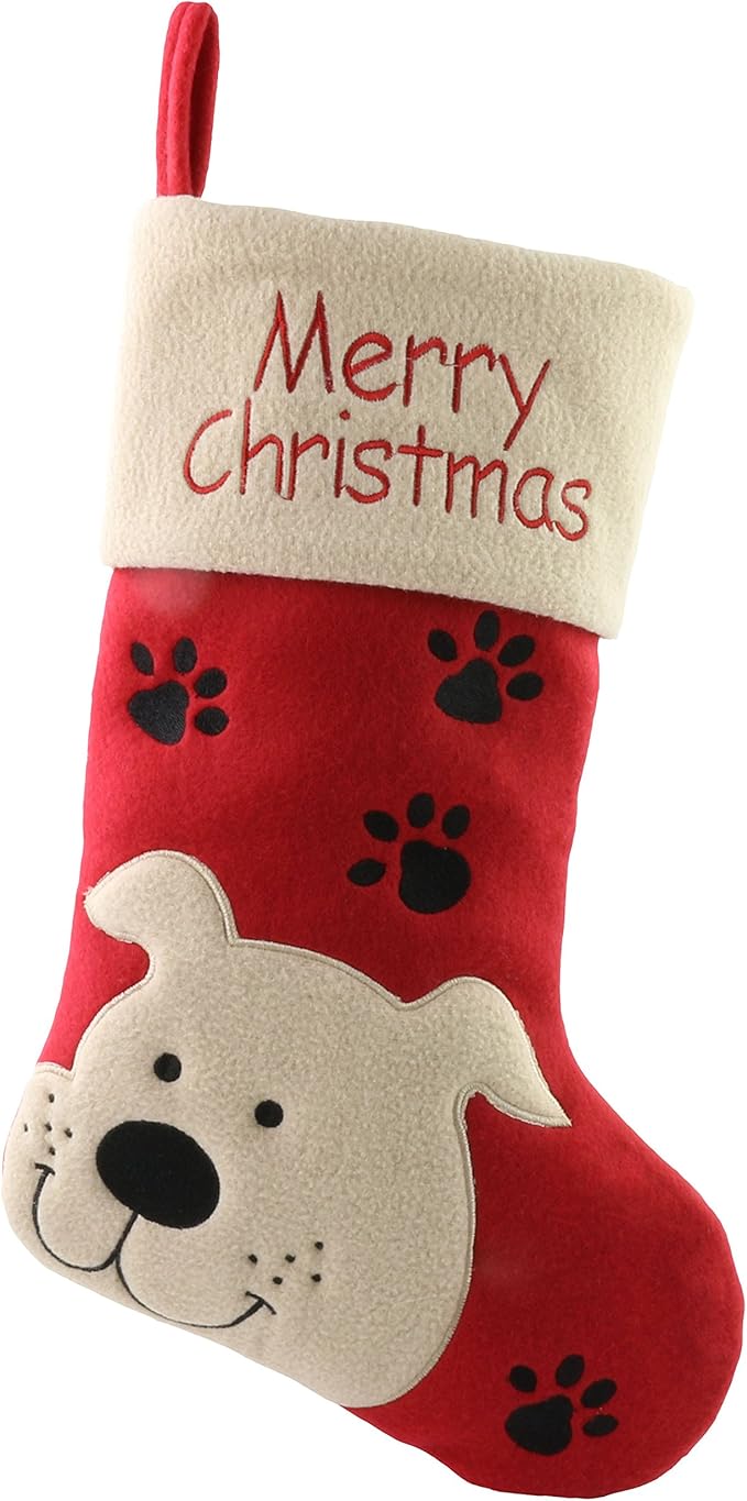 WEWILL 18’’ Dog Felt Christmas Stockings Paws Embroidered by WEWILL