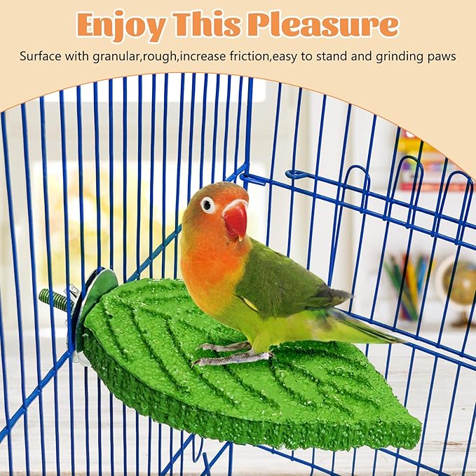 3 Pcs Parrot Perch Resin Bird Beak Grinding Stone Leaf Shape Perch Stand Foot - Image 7