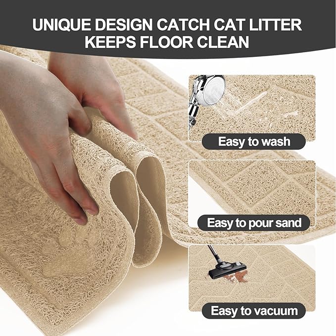 Cat Litter Mat, Litter Trapping Mat Soft on Kitty Paws, Waterproof, Easy Clean - Image 4