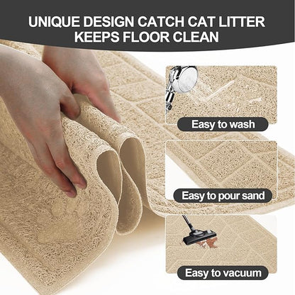Cat Litter Mat, Litter Trapping Mat Soft on Kitty Paws, Waterproof, Easy Clean - Image 4