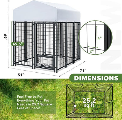 Oranland 6x4x6FT Outdoor Dog Kennel, Heavy Duty Welded Wire Steel Dog Kennel - Image 2