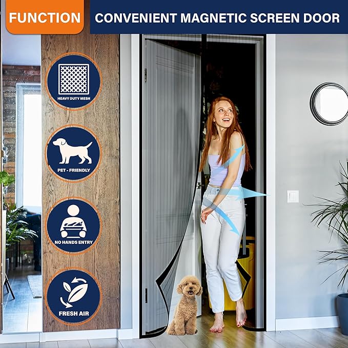 Magnetic Screen Door, Fit Door Size 48 x 80 Inches, Screen Doors - Image 6