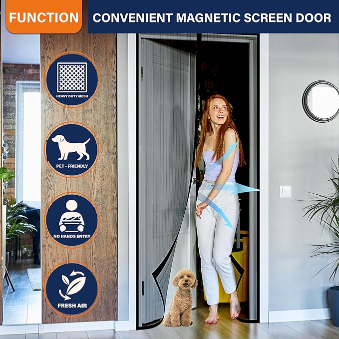 Magnetic Screen Door，Screen Door Mesh，Keep Bugs Out, Heavy-Duty Mesh Curtain - Image 6