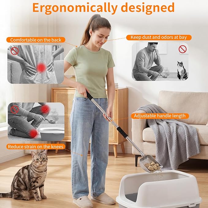 Yangbaga Metal Cat Litter Scoop:Detachable Long Handle Litter Scooper - Image 3