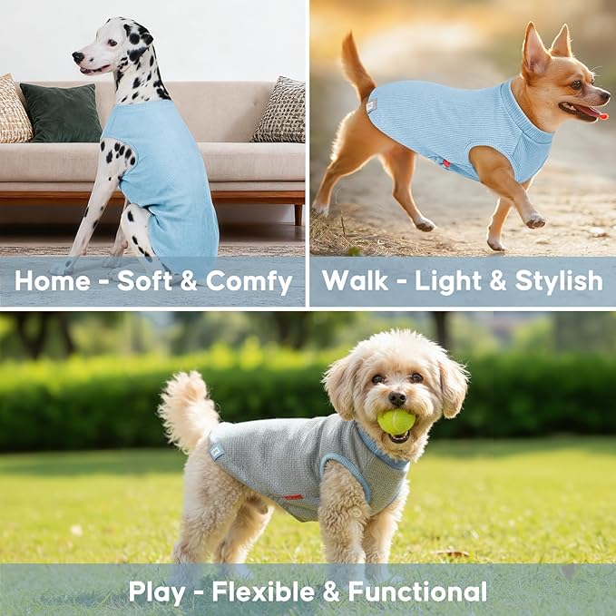 KYEESE 2Pack Waffle Dog Shirts, Lightweight Sleeveless Dog T Shirts - Image 6