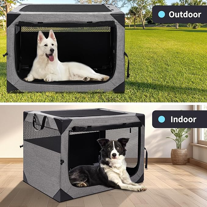 36 Inch Portable Travel Dog Crate, 3 Door Collapsible Soft Pet Kennel - Image 5