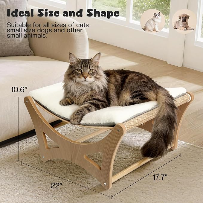 Cat Hammock Bed, Wooden Elevated Cat Beds - Image 2