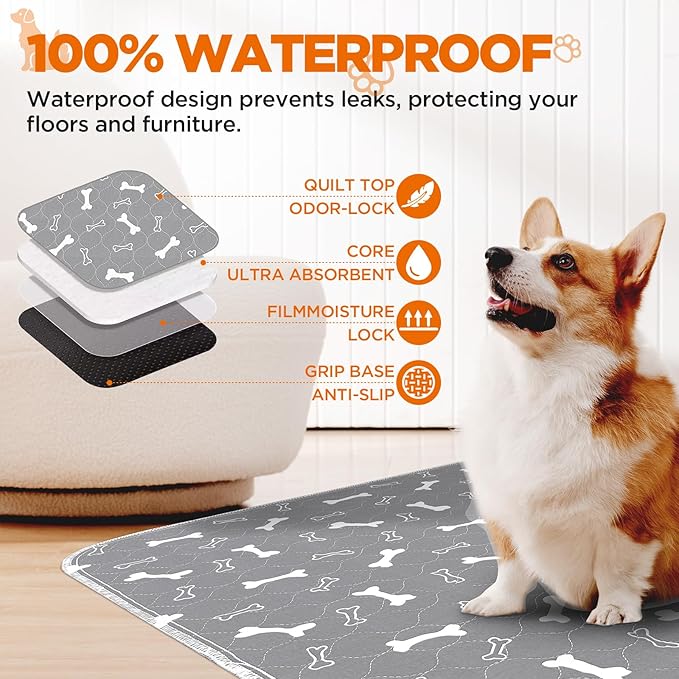 Washable Pee Pads for Dogs, 2 Pack Large Reusable Puppy Pads, Non-Slip - Image 3