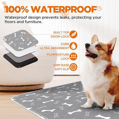 Washable Pee Pads for Dogs, 2 Pack Large Reusable Puppy Pads, Non-Slip - Image 3