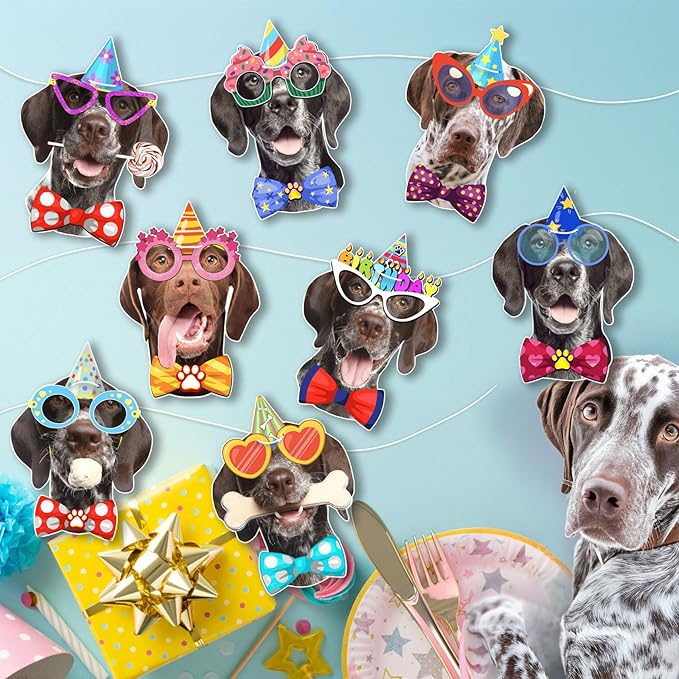 German Shorthaired Pointer Dog Birthday Garland, Photographic GSP Faces - Image 3