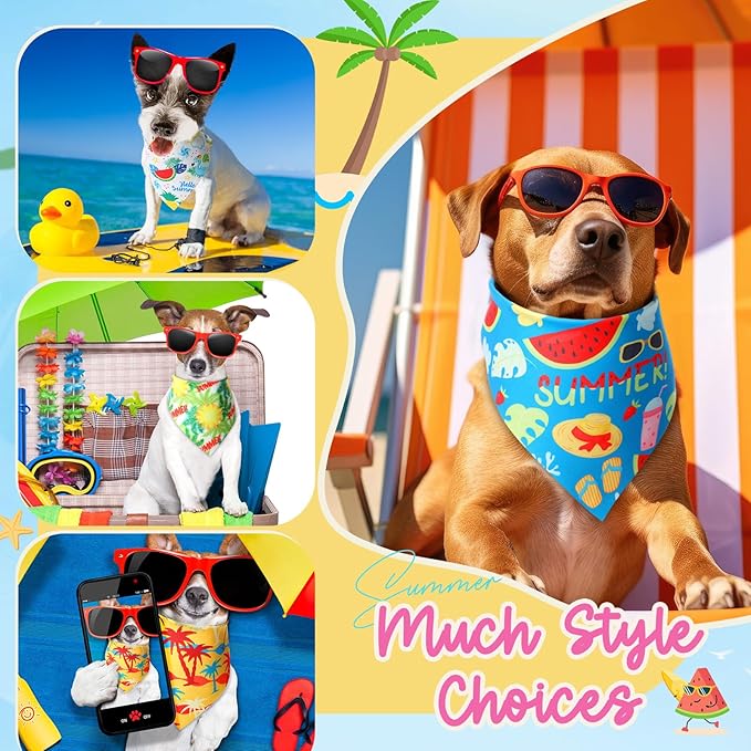 Preboun 50 Pcs Summer Bandanas Dogs Bulk Hawaiian Dog Bandanas Fruit Kerchief - Image 6