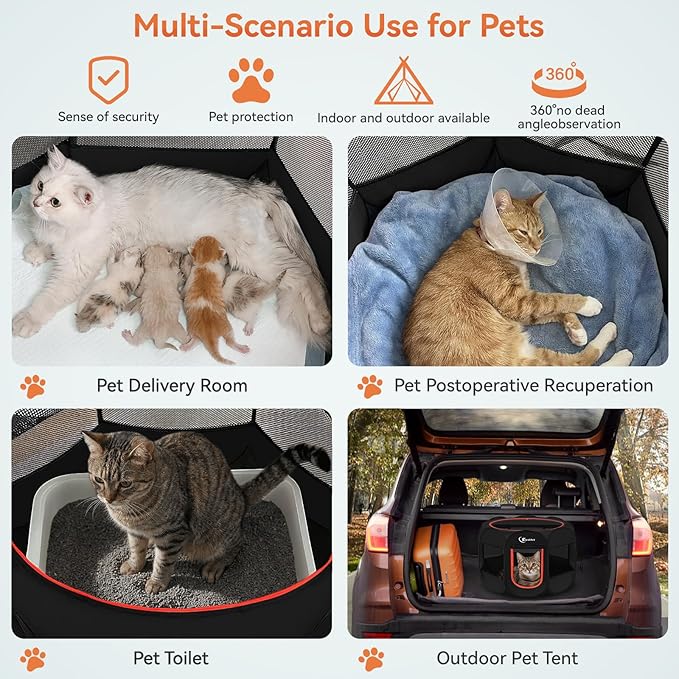 Siedihit Black Dog Cat Playpen, Puppy Pet Playpen Indoor - Image 3