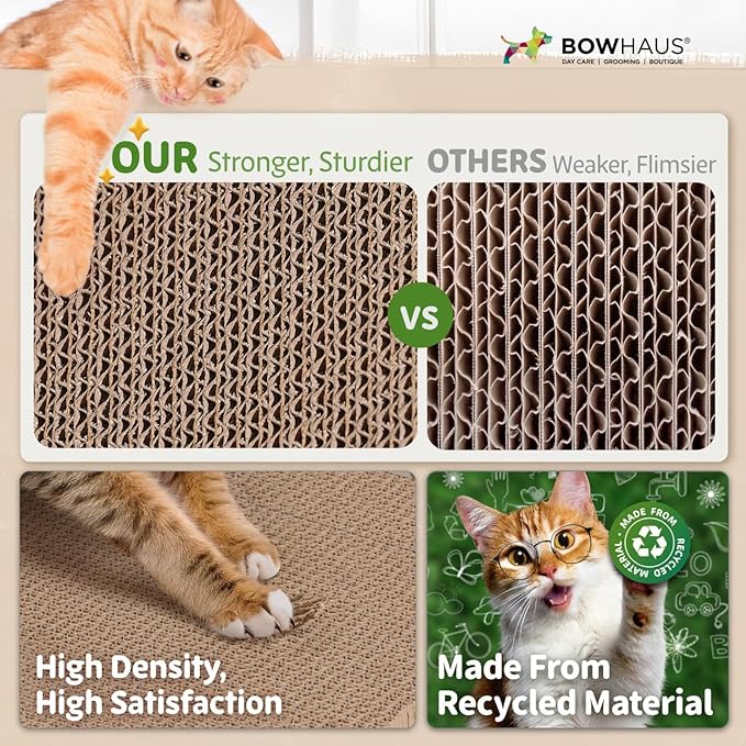BOWHAUS Cat Scratcher Cardboard, Reversible Scratcher, Durable & Long-Lasting - Image 3