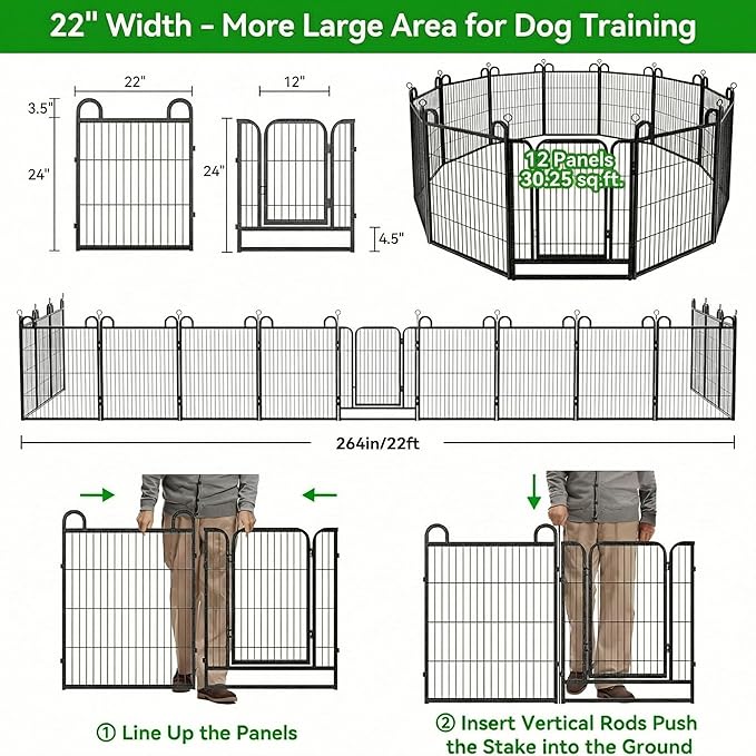 Puppy Playpen 12 Piece Panels Small Dog Fence Outdoor Indoor Use 24" Height - Image 5