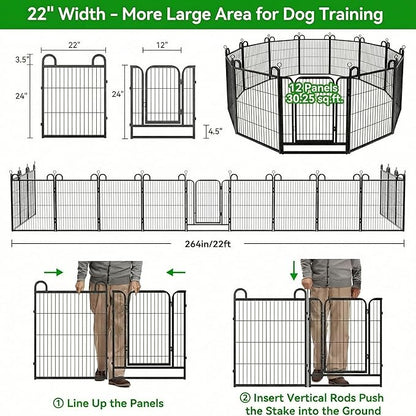 Puppy Playpen 12 Piece Panels Small Dog Fence Outdoor Indoor Use 24" Height - Image 5