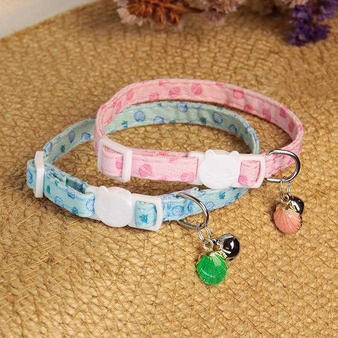 Cat Collars for Girl Cats & Boys, 2 Pack Soft Cotton Breakaway Collar - Image 2