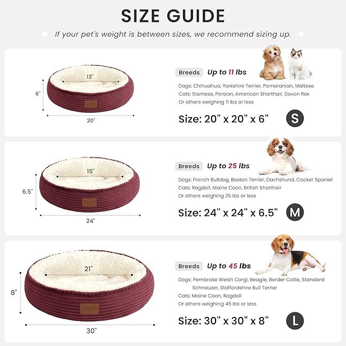 Love's cabin Round Donut Cat and Dog Cushion Bed, 20in Pet Bed - Image 3