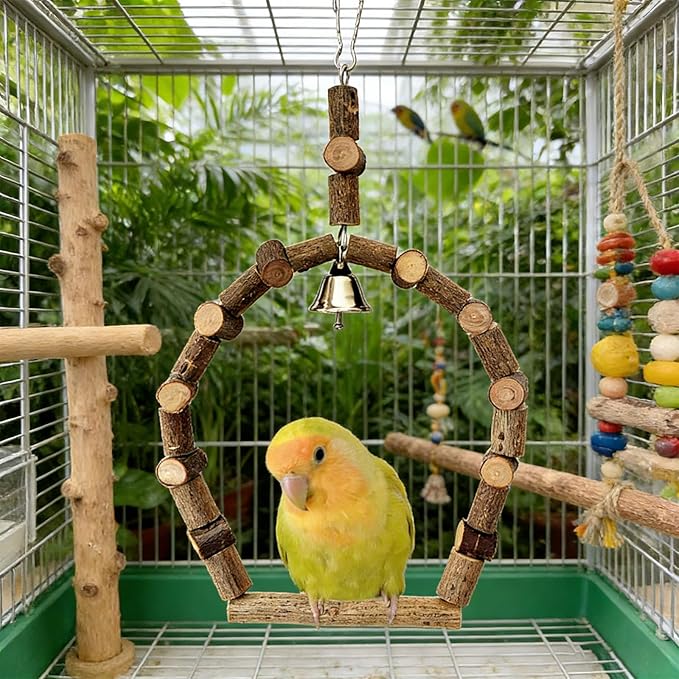 Natural Wood Bird Swing Perch - Image 6