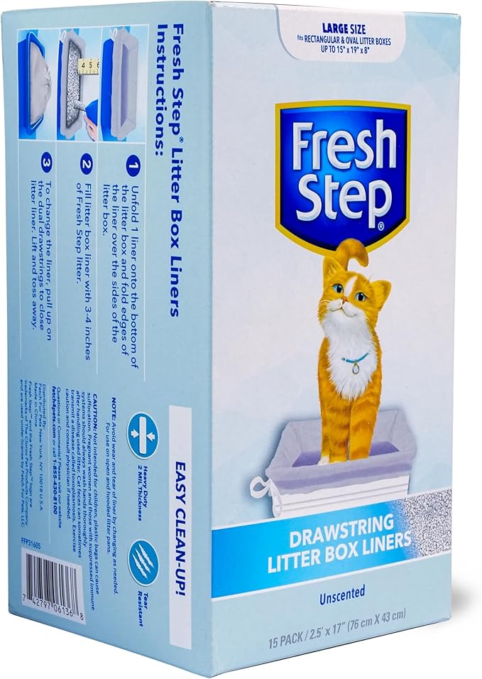 Fresh Step Drawstring Cat Litter Box Liners Unscented Heavy Duty Kitty Litter - Image 3