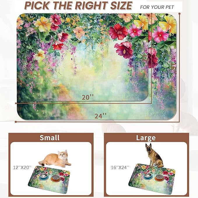 Abstract Spring Flowers Dog Food Mat - Image 2