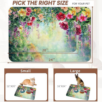 Abstract Spring Flowers Dog Food Mat - Image 2