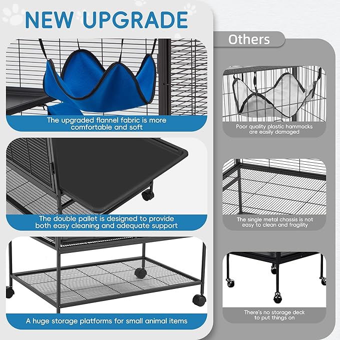 HABUTWAY 36.5''H Large Metal Rolling Ferrets Cage, 2-Tiers Small Animal Cages - Image 6