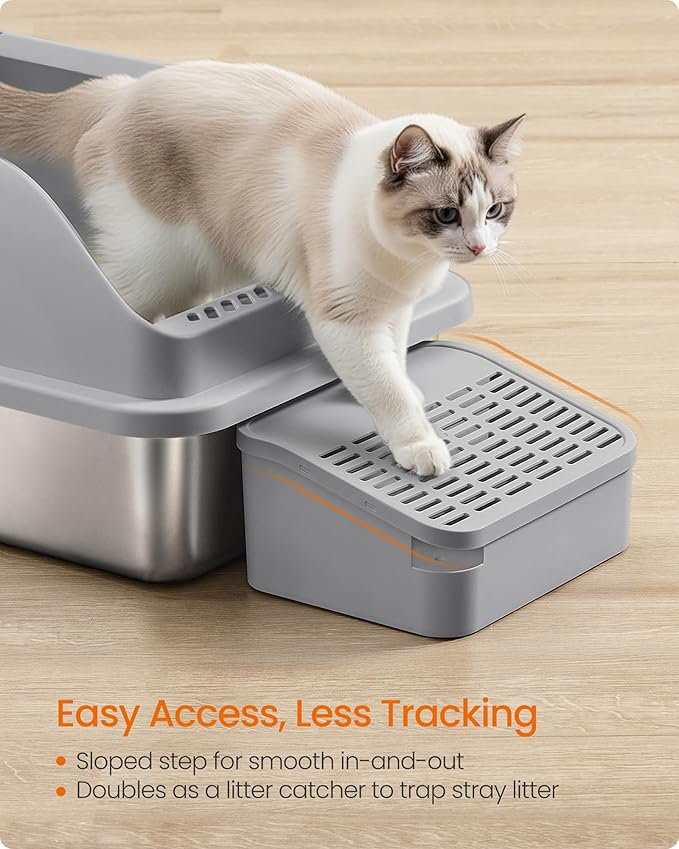 Feandrea Stainless Steel Cat Litter Box - Image 5