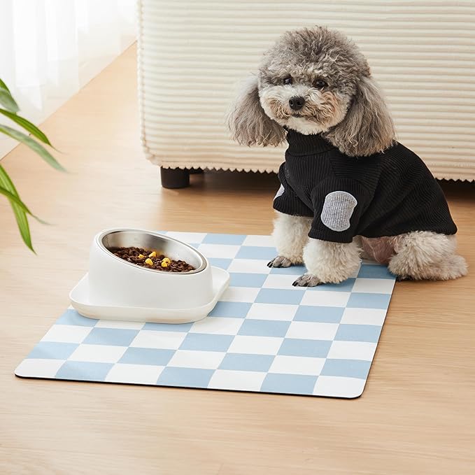 Checkered Dog Feeding Mat, Absorbent Mats - Image 2