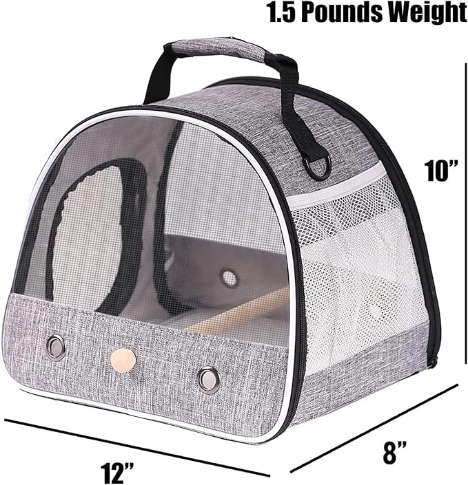 Small Bird Travel Carrier, Portable Mesh Vented Bird Carrier Cage - Image 2