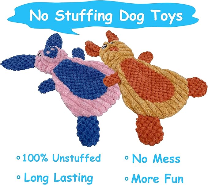 Comtim 2 Pack Durable Dog Chew Toys, Unstuffed Squeaky Dog Toys - Image 2