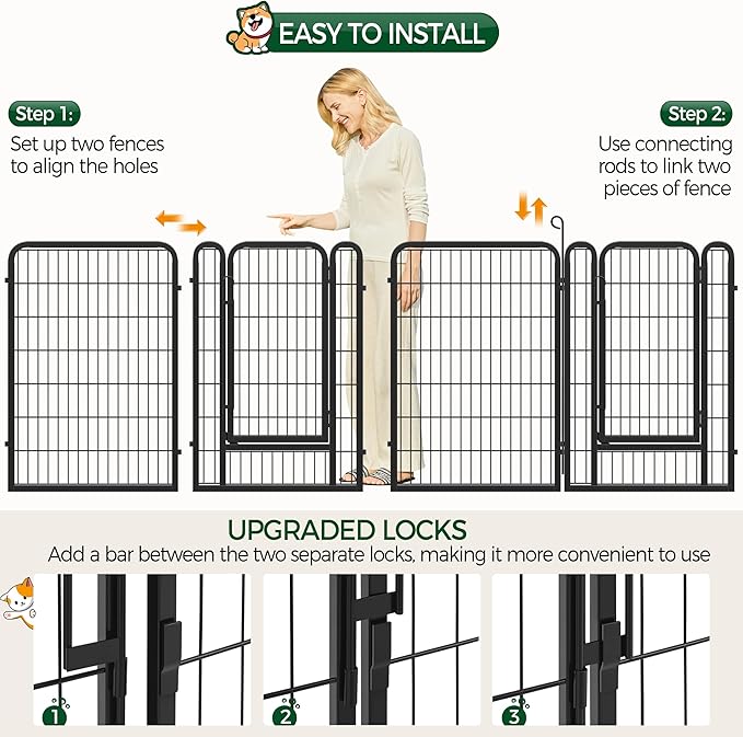 Yaheetech Dog Playpen, 40 Inch 8 Panels Heavy Duty Metal Pet Fence - Image 6