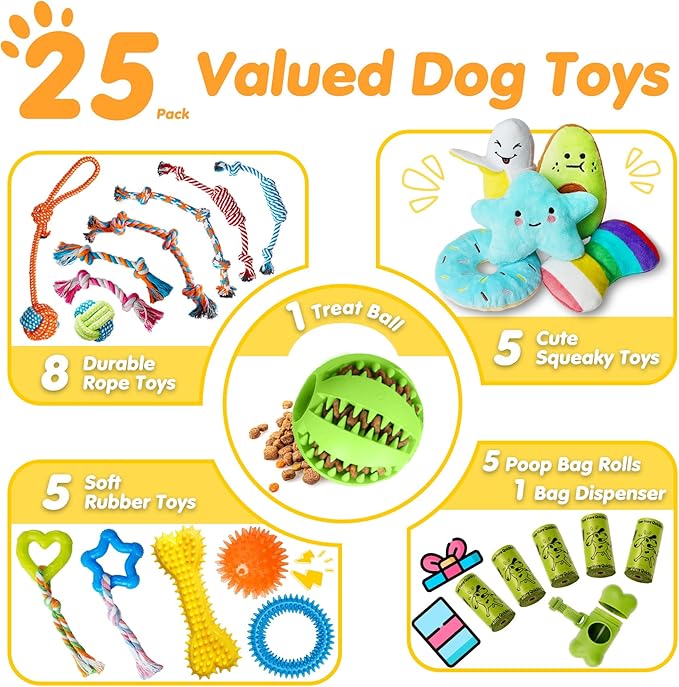 Zeaxuie 25 Pack Luxury Dog Chew Toys - Image 2