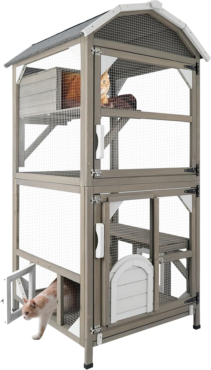 Gowoodhut 71'' Large Cat House Outdoor Catio Enclosures Indoor Kitten Cages by Gowoodhut