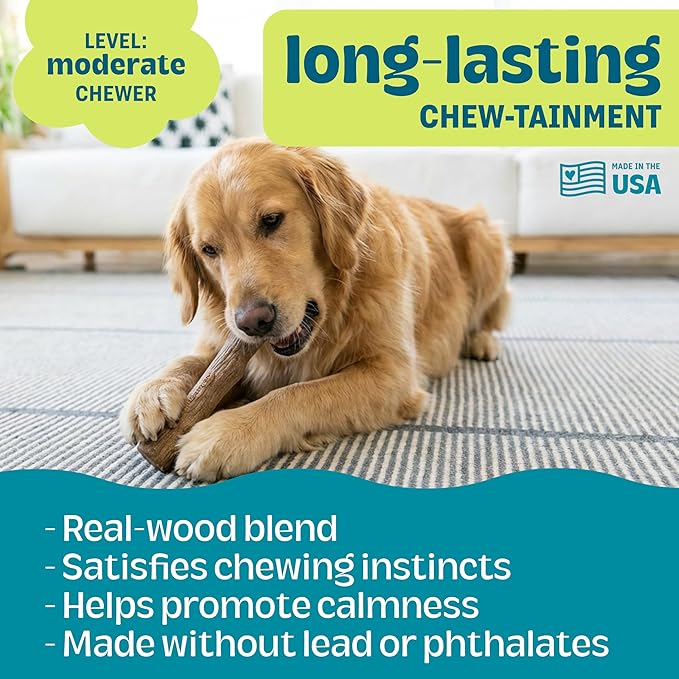 Pupstages Dogwood Dog Chew Toy, Made in the USA – Real-Wood Blend, Natural - Image 4