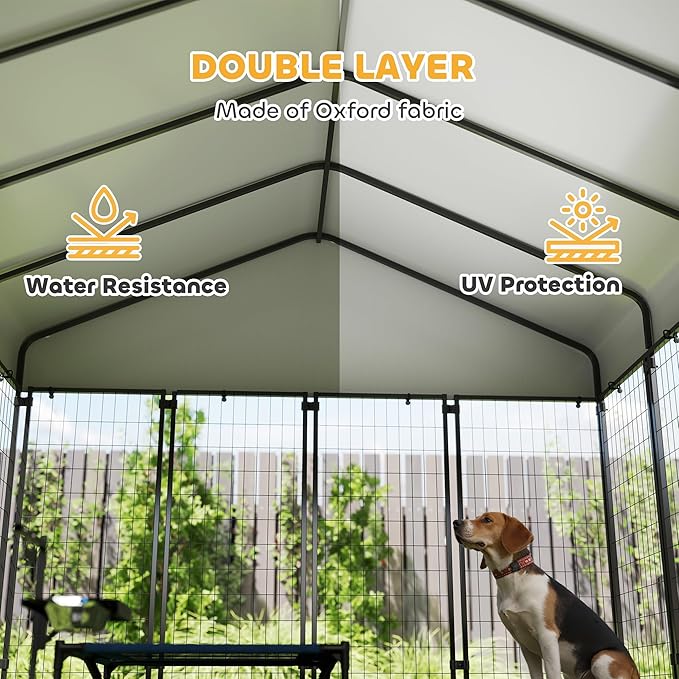 PawHut Outdoor Dog Kennel with Roof, UV-Resistant & Waterproof Cover, - Image 4