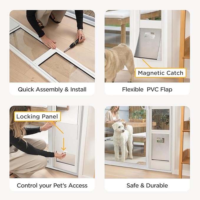 Hakuna Pets White Glass Patio Pet Door - Image 7
