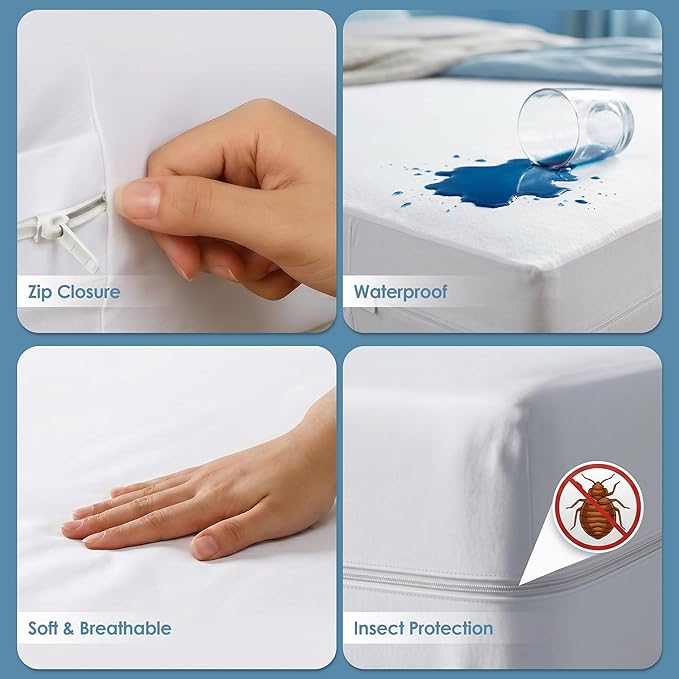 Utopia Bedding Mattress Protector Zippered California King Size, 100% - Image 2