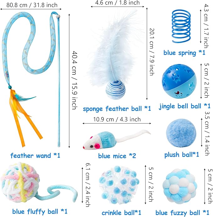 MALLMALL6 Cat Toy Set Interactive Cat Toys 10Pcs Pack Including Cat Springs - Image 2