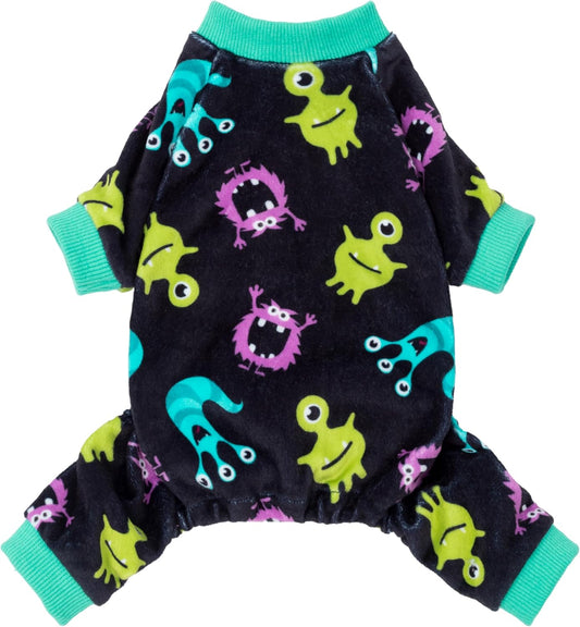 Fitwarm Cute Monster Halloween Dog Pajamas, Funny Costumes for Small Dogs Boy Girl, Festive Pet Clothes, Green, Purple, Black, Small
