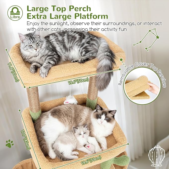 Globlazer Heavy Duty Cat Tree 78 inch Sturdy Cactus Cat Tower - Image 2